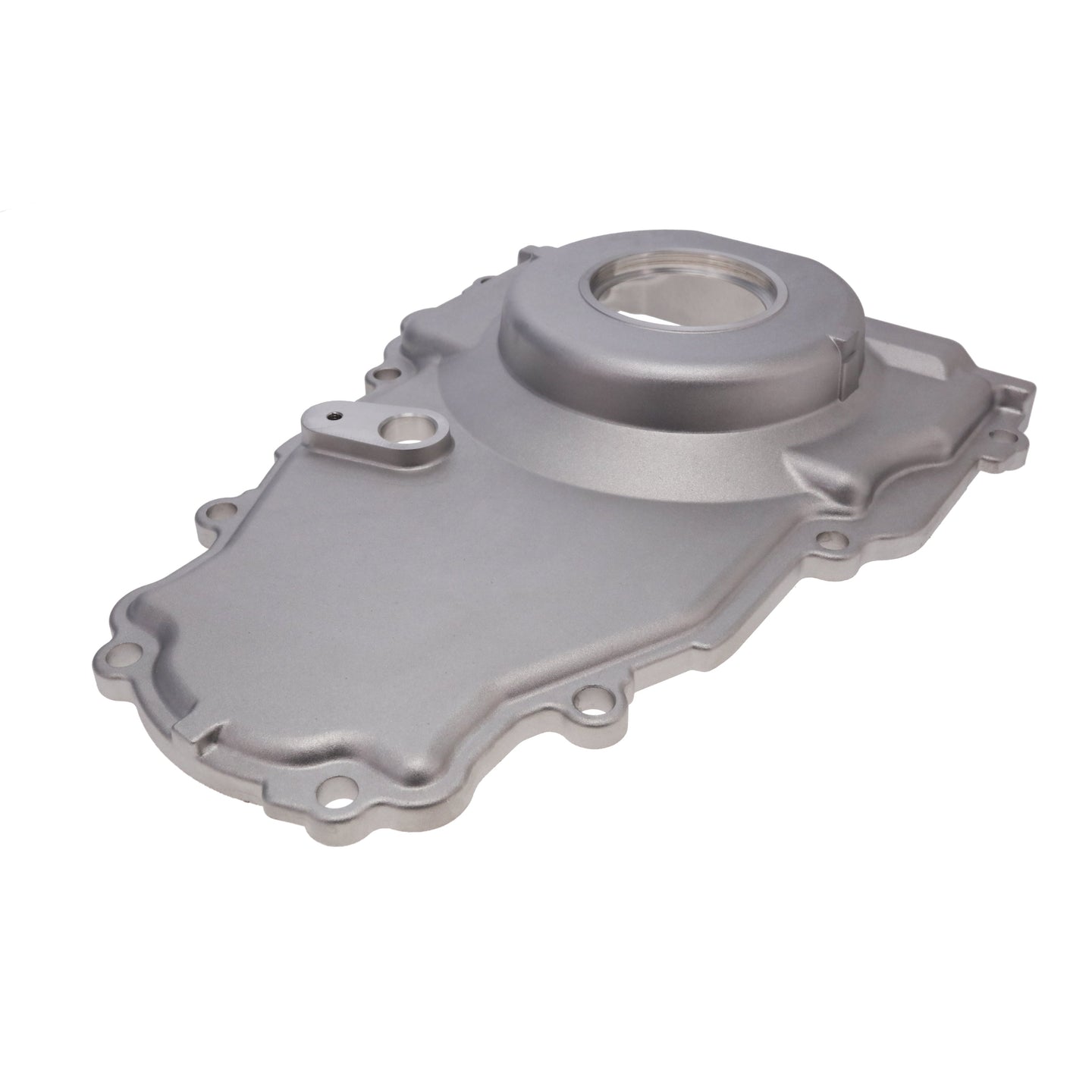 TSP GM LS 1-Piece Satin Aluminum Timing Cover With Cam Position Sensor Provision Harness Crank Seal And Gasket Top Street Performance