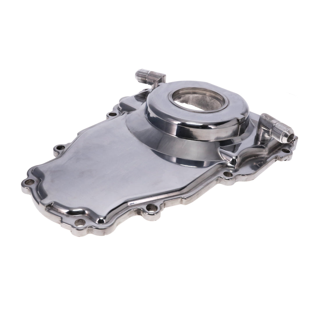 TSP GM LS 1-Piece Polished Aluminum Timing Cover With Turbo Oil Drain Return Crank Seal And Gasket Top Street Performance