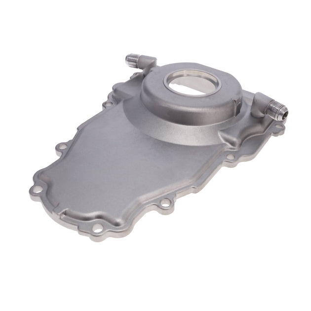 TSP GM LS 1-Piece Satin Aluminum Timing Cover With Turbo Oil Drain Return Crank Seal And Gasket Top Street Performance