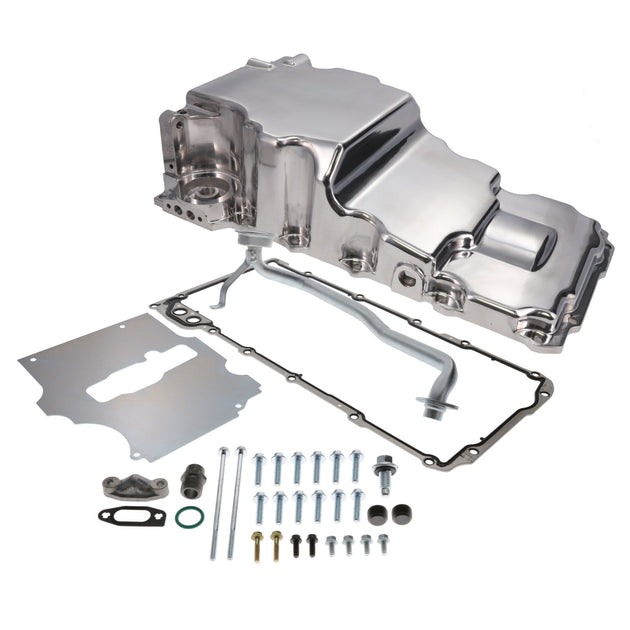 TSP Oil Pan; Cast Aluminum Low-profile Retro-fit 5.7-Quart; LS; Polished Top Street Performance
