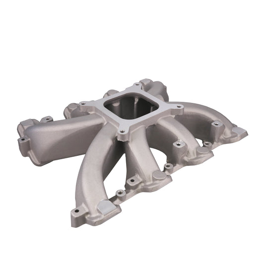 TSP GM LS Cathedral Port Carbureted Single Plane Satin Aluminum Intake Manifold Top Street Performance