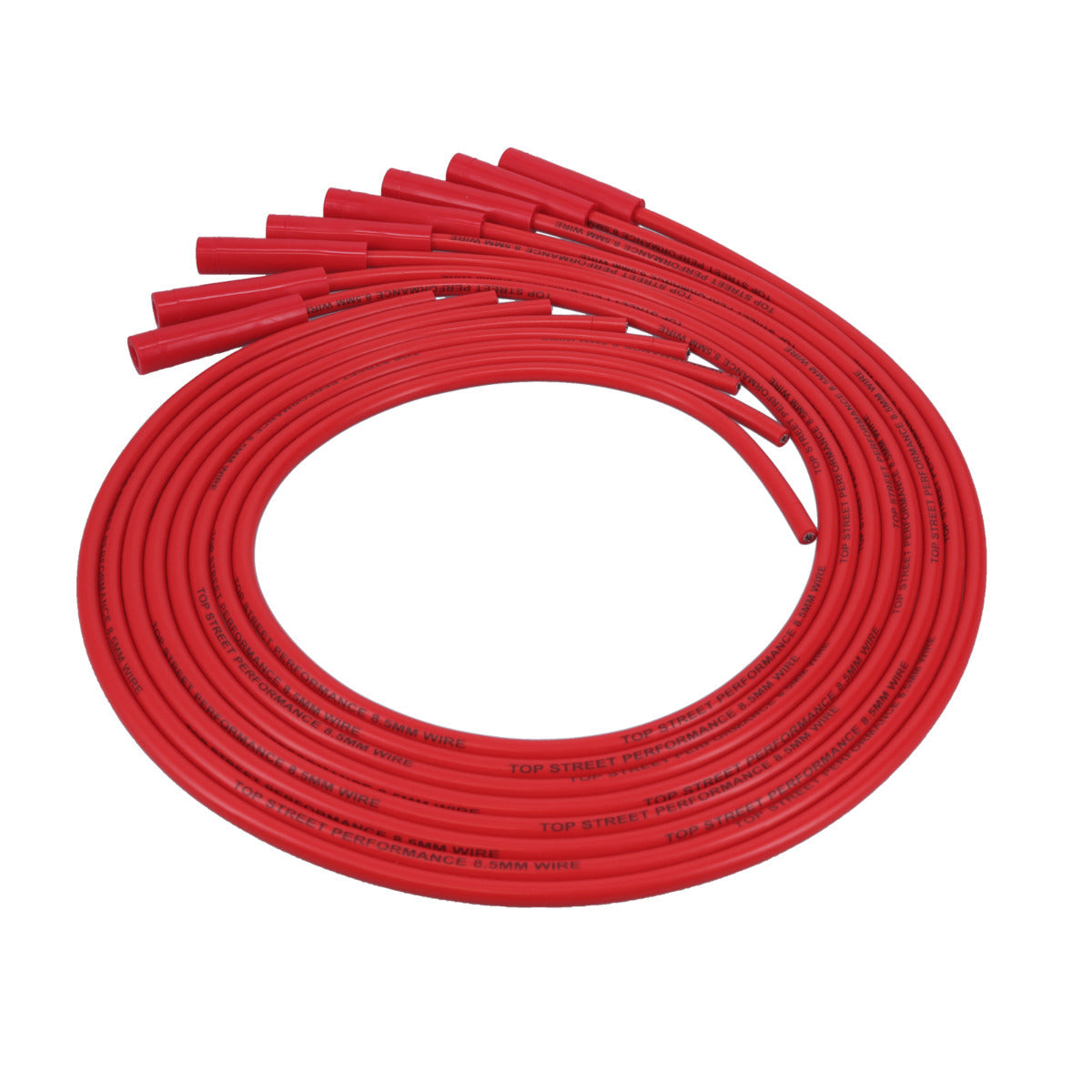 LS/LT Universal Ignition Wires; 8.5mm Red; Straight Black Plug Boots Top Street Performance