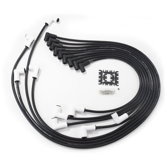 TSP Chevy Small Block Ignition Wires; 8.5mm Black; 90 Deg. Ceramic Plug Boots Top Street Performance