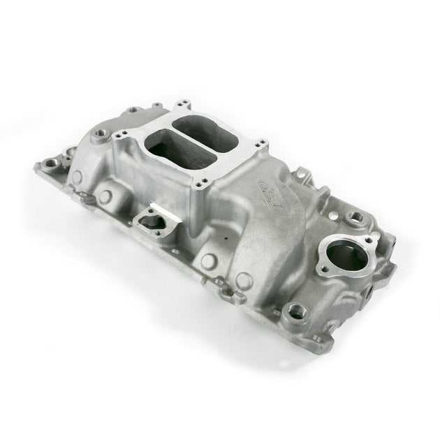 TSP Intake Manifold; Chevy Big Block Carb. Aluminum Dual Plane; Satin Top Street Performance
