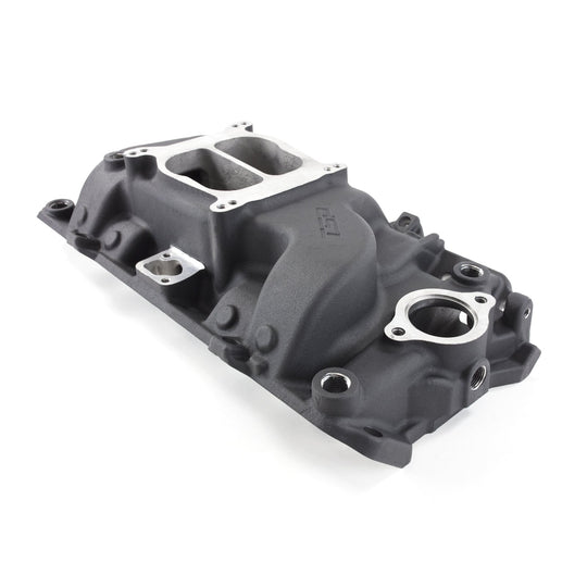 TSP Intake Manifold; Chevy Big Block Carb. Aluminum Dual Plane; Black Top Street Performance
