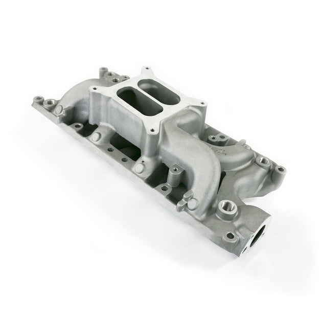 TSP Intake Manifold; Ford Small Block Carb. Aluminum Dual Plane Air Gap; Satin Top Street Performance
