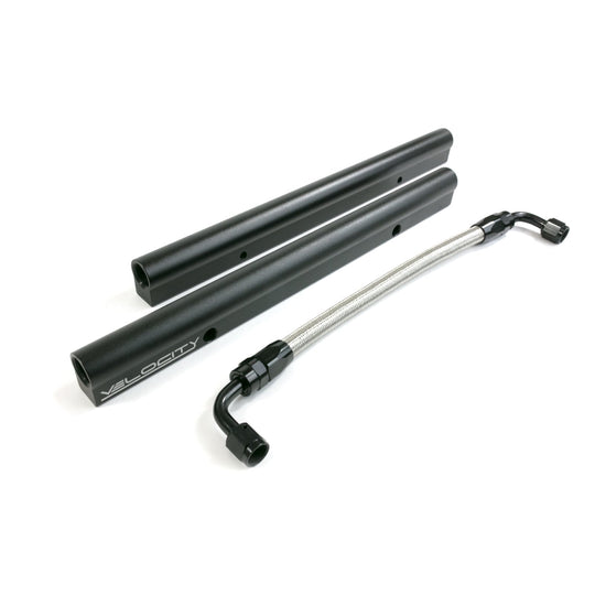 TSP Fuel Rails; TSP Velocity Billet Aluminum With Mid Pipe; 5.0 Coyote; Black Top Street Performance