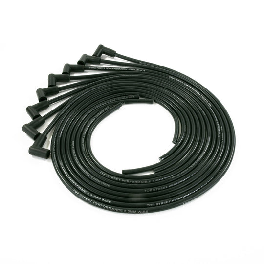 TSP Universal Ignition Wires; 8.5mm Black; 90? Plug Boots Top Street Performance