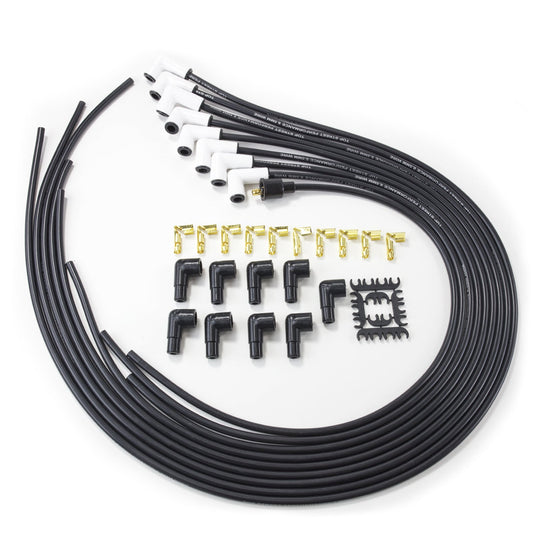 TSP Universal Ignition Wires; 8.5mm Black; 90 Deg. CeramicPlug Boots Top Street Performance