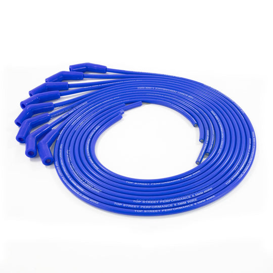 TSP Universal Ignition Wires; 8.5mm Blue; 135? Plug Boots Top Street Performance