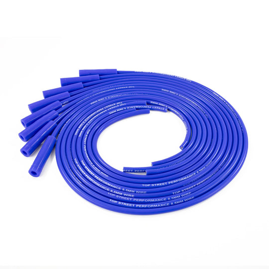 TSP Universal Ignition Wires; 8.5mm Blue; Straight Plug Boots Top Street Performance