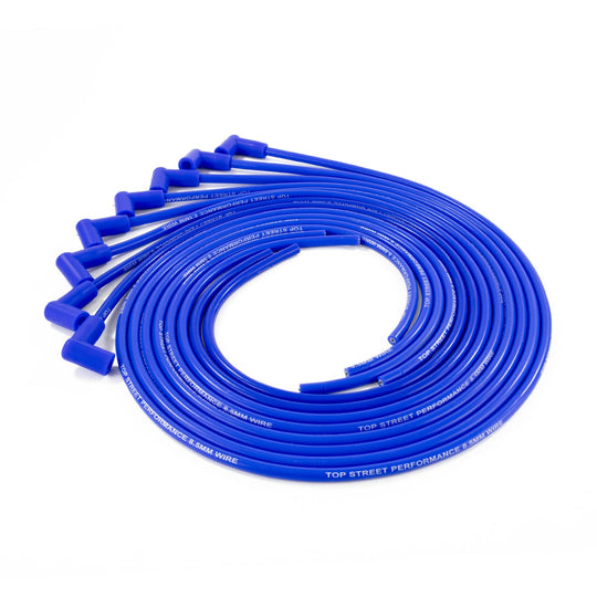 TSP Universal Ignition Wires; 8.5mm Blue; 90? Plug Boots Top Street Performance