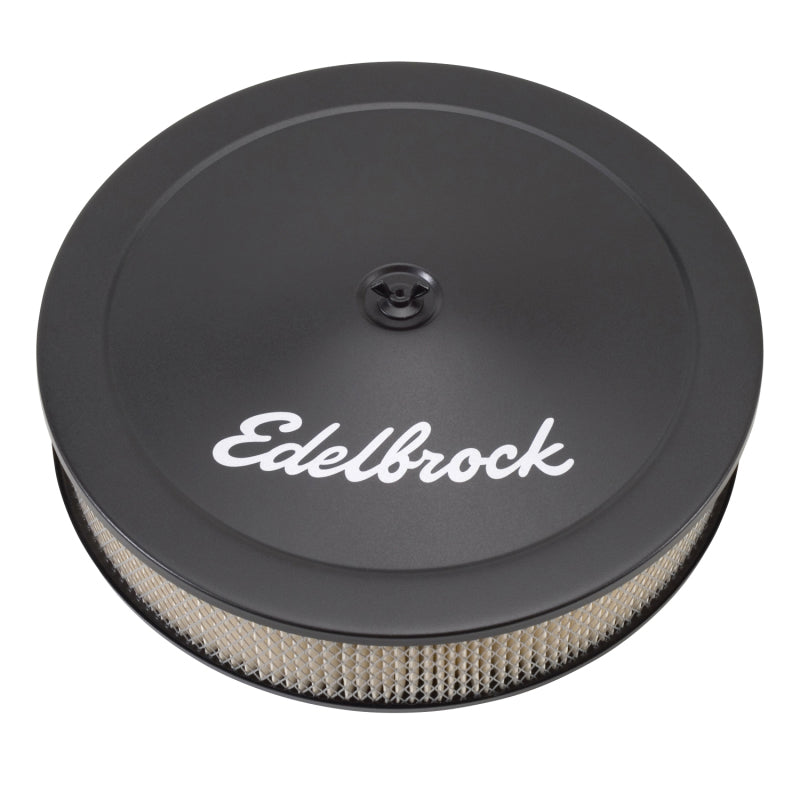 Edelbrock Air Cleaner Pro-Flo Series Round Steel Top Paper Element 14In Dia X 3 75In Dropped Base Edelbrock