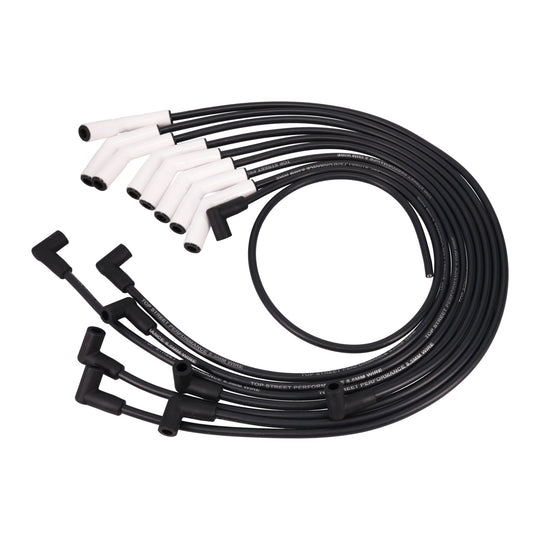 Chevy Big Block Wires; 8.5mm Black; 135 Deg. White Ceramic Plug Boots Top Street Performance