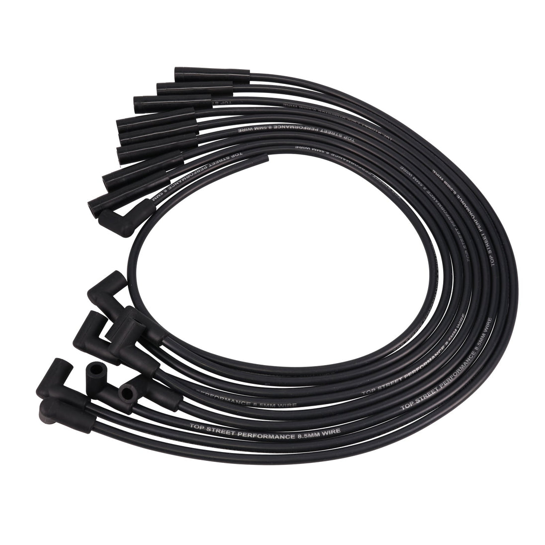 Ford Big Block Wires; 8.5mm Black; 180 Deg. Plug Boots Top Street Performance
