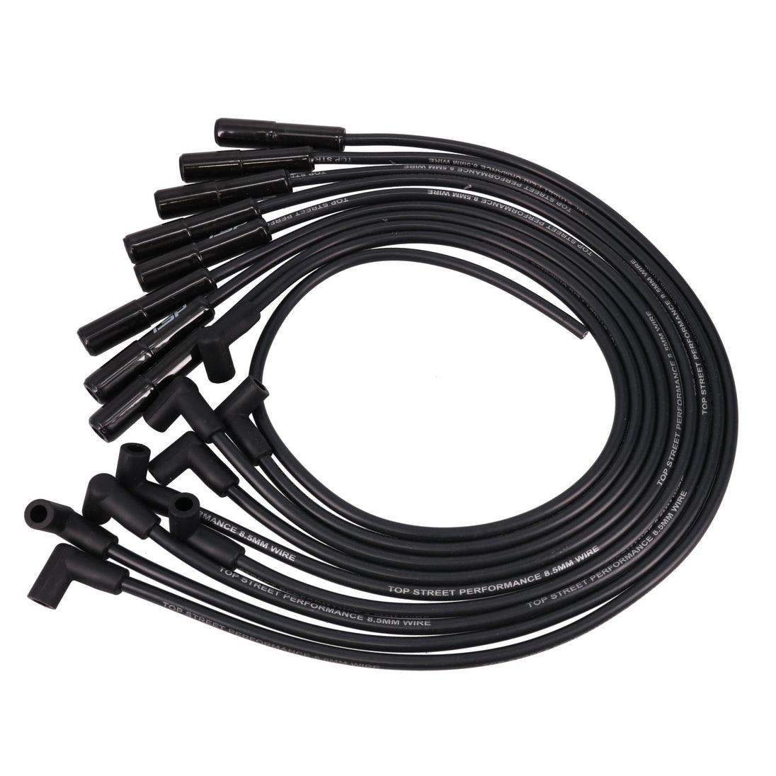 Ford Big Block Wires; 8.5mm Black; 180 Deg. Black Ceramic Plug Boots Top Street Performance