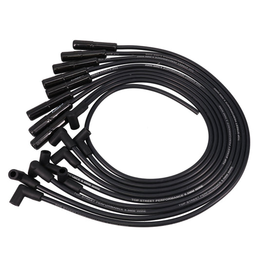 Ford Big Block Wires; 8.5mm Black; 180 Deg. Black Ceramic Plug Boots Top Street Performance