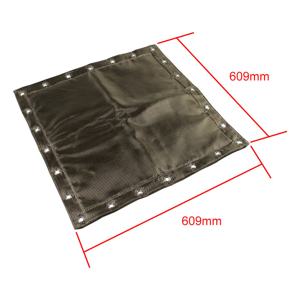Basalt Fiber Heat Protection Shield - Titanium Color - With eyelets for fixing - 23.85" x 23.85" SPA TURBO USA