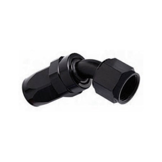 -10AN Female 45° Hose End, Swivel Style, Black Hard Anodized Aluminum Ace Race Parts