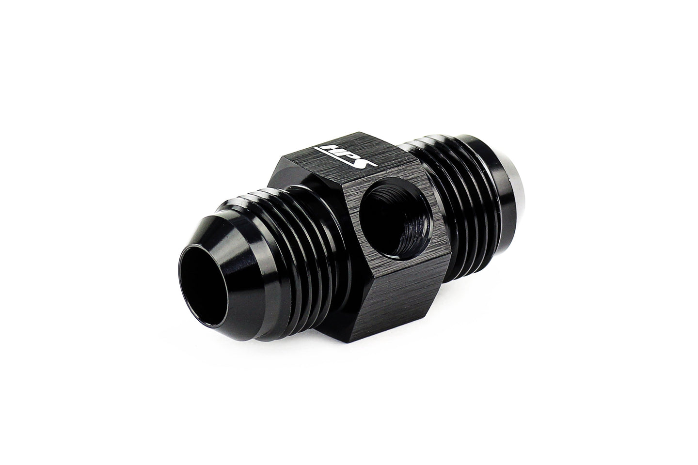 HPS AN Male to Male Adapter with 1/8" NPT Female Port, Aluminum, Black FR SPORT