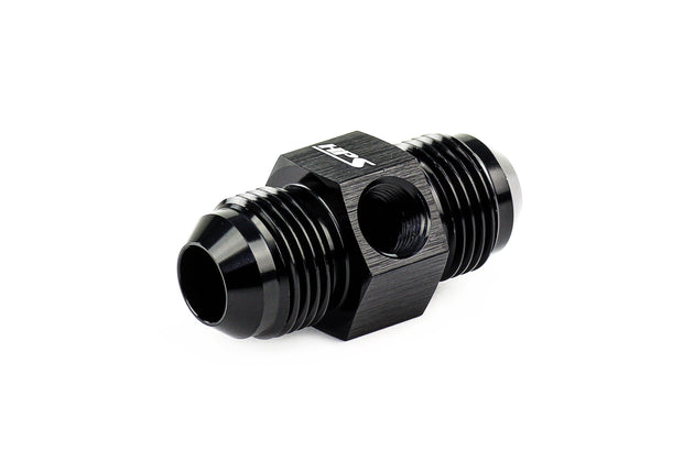 HPS AN Male to Male Adapter with 1/8" NPT Female Port, Aluminum, Black FR SPORT