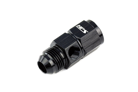 HPS AN Male to Female Fuel Pressure Gauge Adapter with 1/8" NPT Female Port, Aluminum, Black FR SPORT