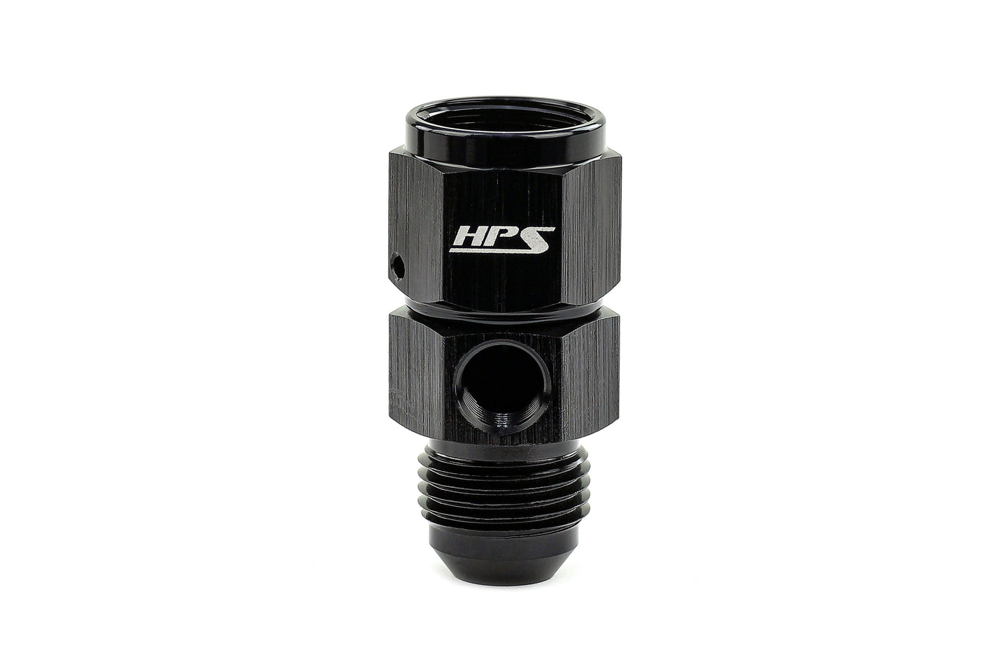 HPS AN Male to Female Fuel Pressure Gauge Adapter with 1/8" NPT Female Port, Aluminum, Black FR SPORT