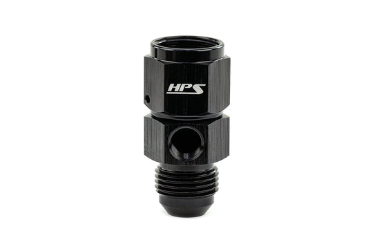HPS AN Male to Female Fuel Pressure Gauge Adapter with 1/8" NPT Female Port, Aluminum, Black FR SPORT