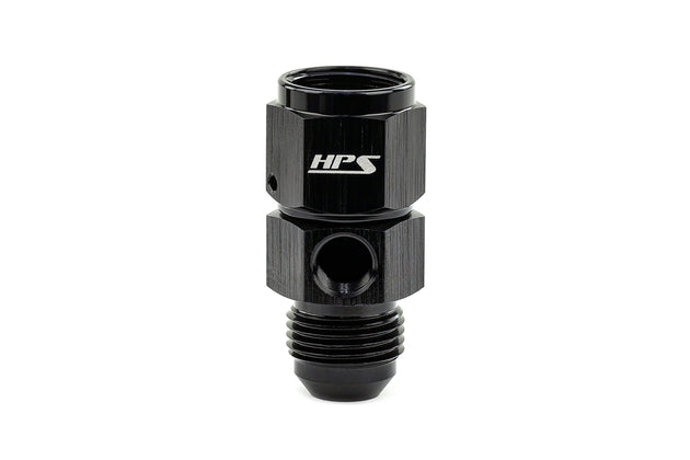 HPS AN Male to Female Fuel Pressure Gauge Adapter with 1/8" NPT Female Port, Aluminum, Black FR SPORT