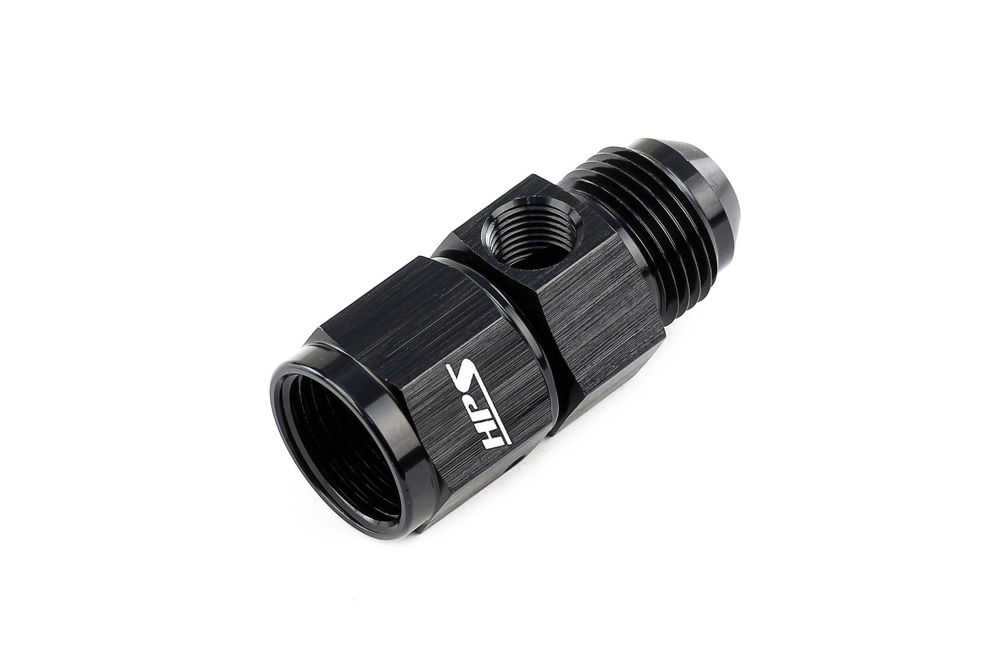 HPS AN Male to Female Fuel Pressure Gauge Adapter with 1/8" NPT Female Port, Aluminum, Black FR SPORT