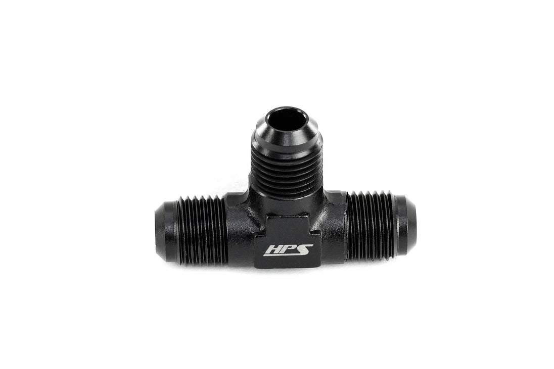 HPS AN Male to Male 3-Way Tee Adapter, Aluminum, Black FR SPORT