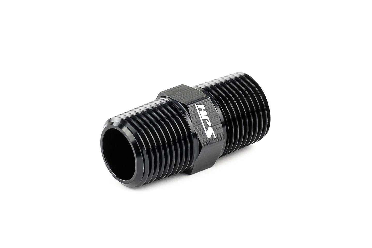 HPS Straight NPT Male To NPT Male Union Coupler Adapter, Aluminum, Black FR SPORT