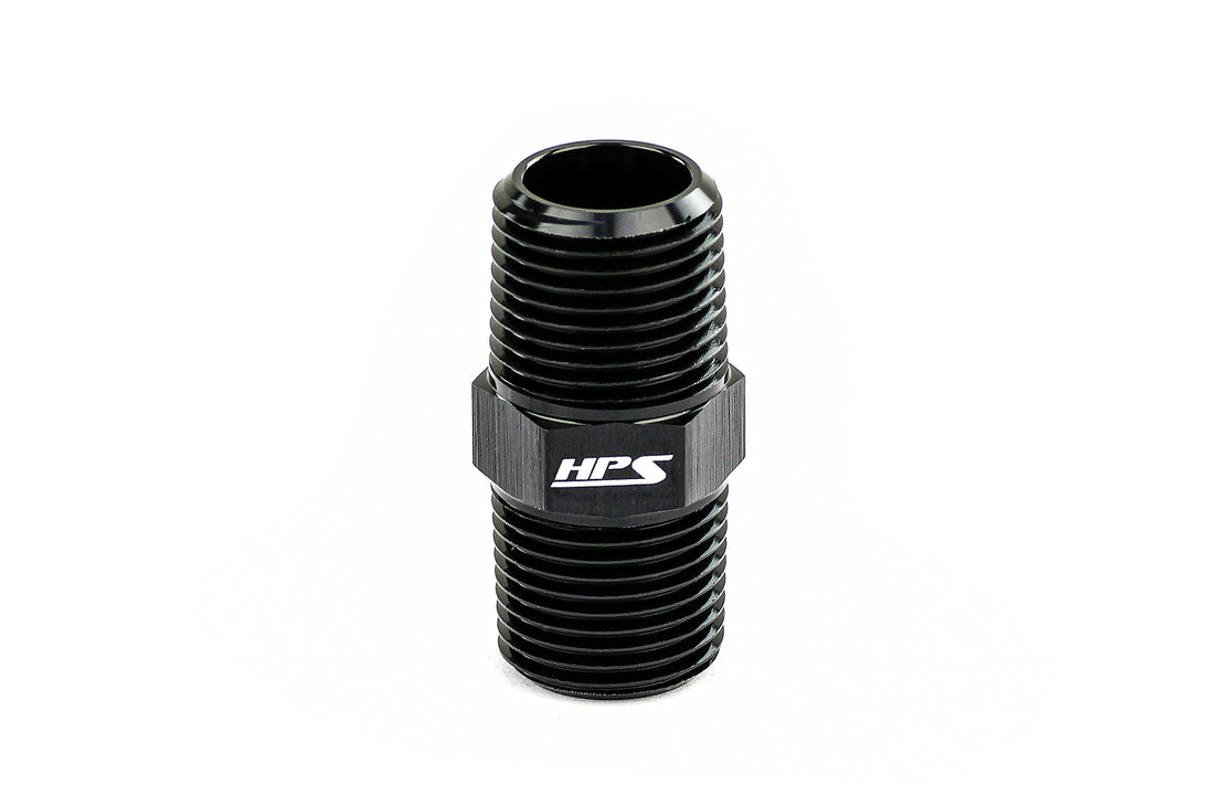 HPS Straight NPT Male To NPT Male Union Coupler Adapter, Aluminum, Black FR SPORT