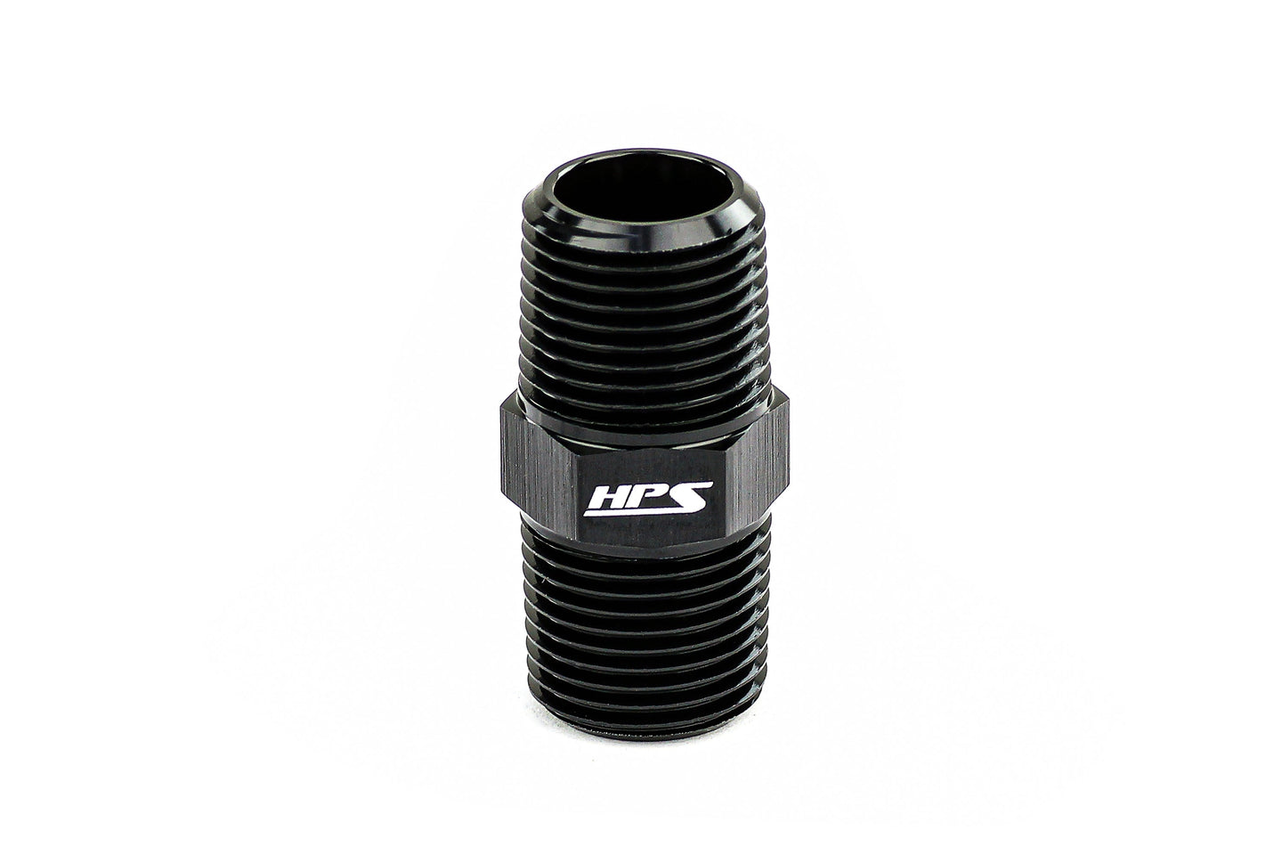 HPS Straight NPT Male To NPT Male Union Coupler Adapter, Aluminum, Black FR SPORT