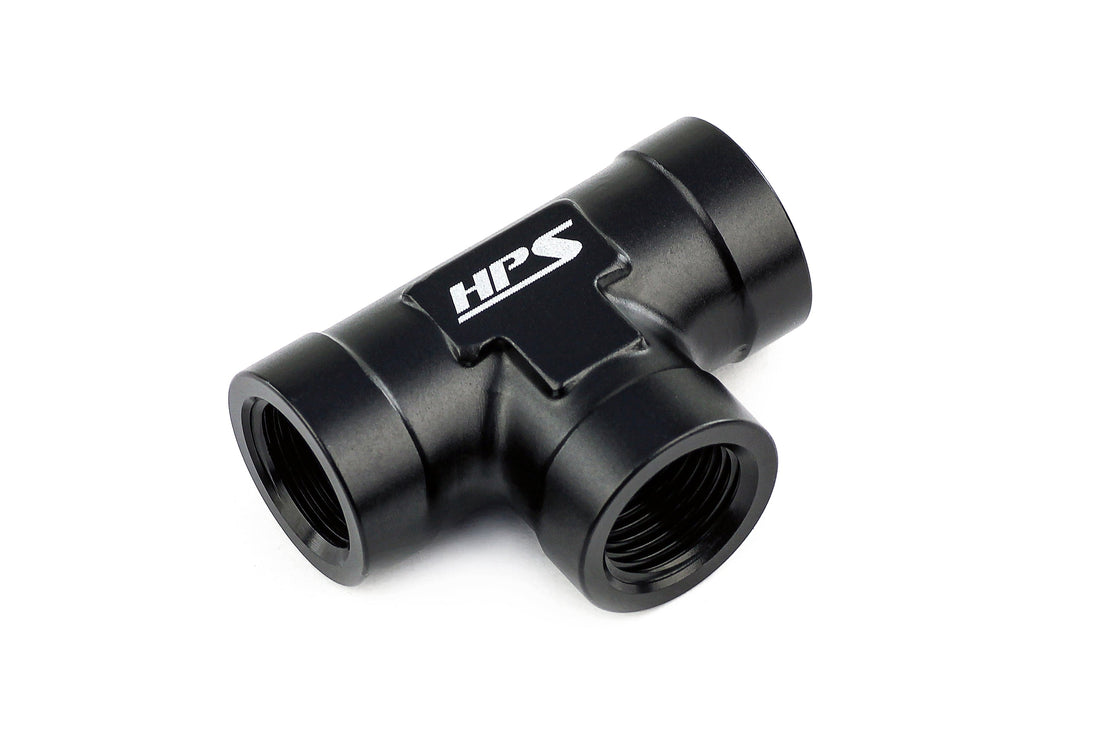 HPS NPT Female Tee Coupler Adapter, Aluminum, Black FR SPORT