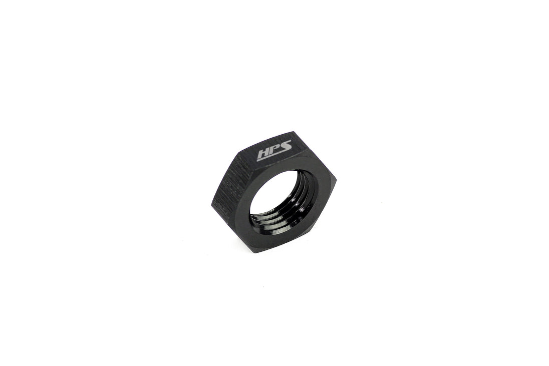 HPS AN Female Bulkhead Fitting Jam Nut, Aluminum, Black FR SPORT