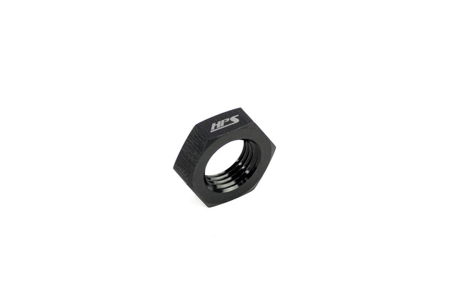 HPS AN Female Bulkhead Fitting Jam Nut, Aluminum, Black FR SPORT