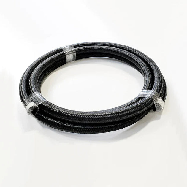 -10AN Black Nylon Braided Flex Hose with Reinforced Rubber Liner - 20 Foot Length Ace Race Parts