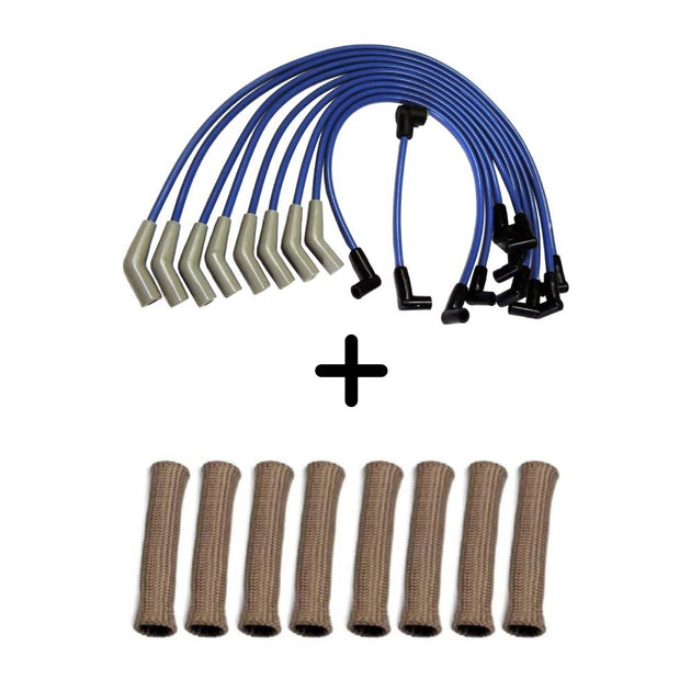 SBF 9.0mm HEI spark plug wire set + Titanium spark plug wire boots protector - 8 units set SPA TURBO USA