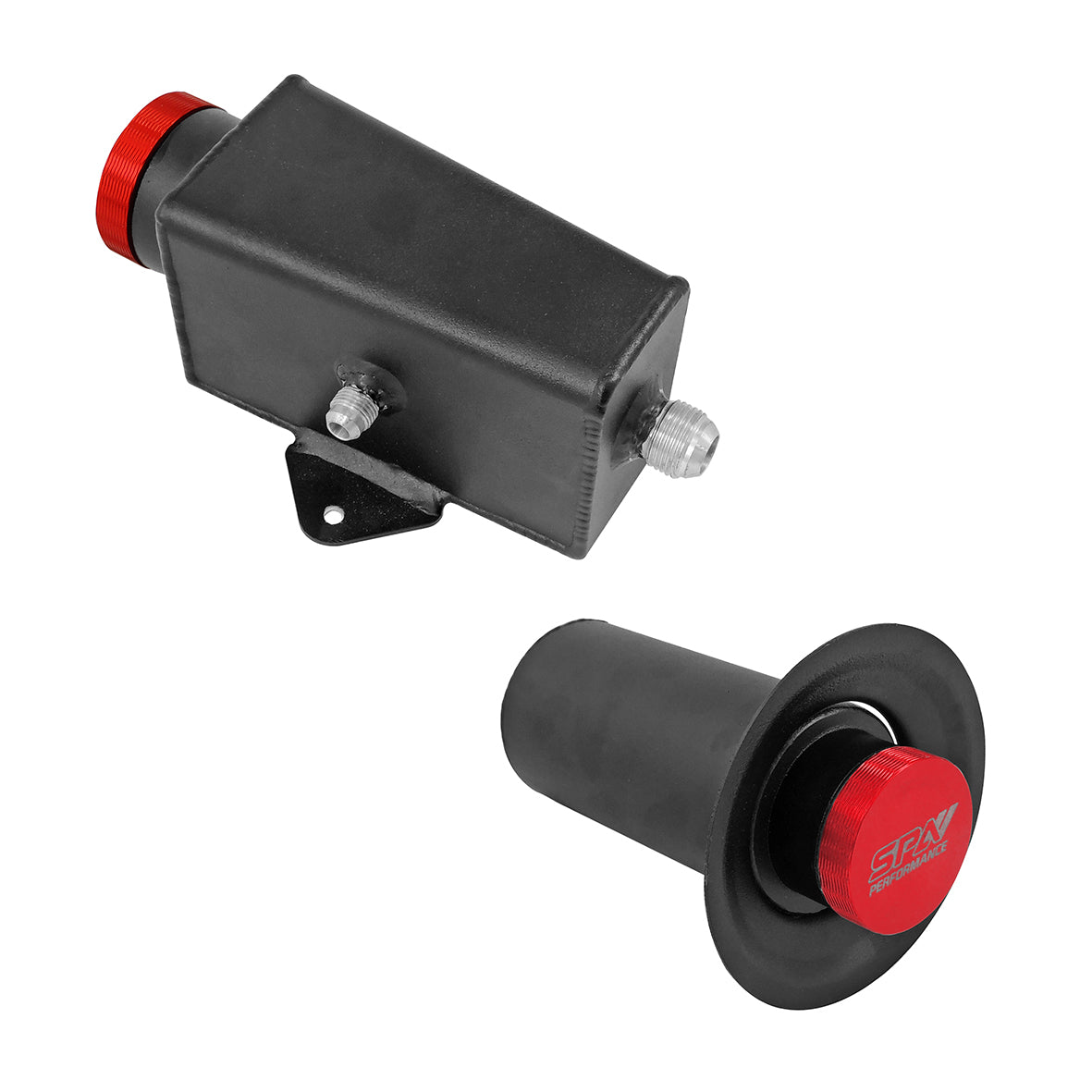 Power Steering Tank Firewall Mount (Right Inlet) + Remote Fill Tank - Red Cap SPA TURBO USA