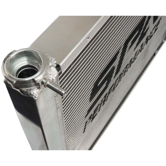 Lightweight Late Model Radiator - Double Pass - 26.8" x 19.6" + Power Steering Tank Firewall Mount (Right Inlet) - Blue Cap SPA TURBO USA