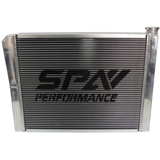 Lightweight Late Model Radiator - Double Pass - 26.8" x 19.6" + Remote Fill Tank - Red Cap SPA TURBO USA