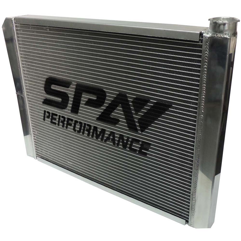 Lightweight Late Model Radiator - Double Pass - 26.8" x 19.6" + Remote Fill Tank - Red Cap SPA TURBO USA