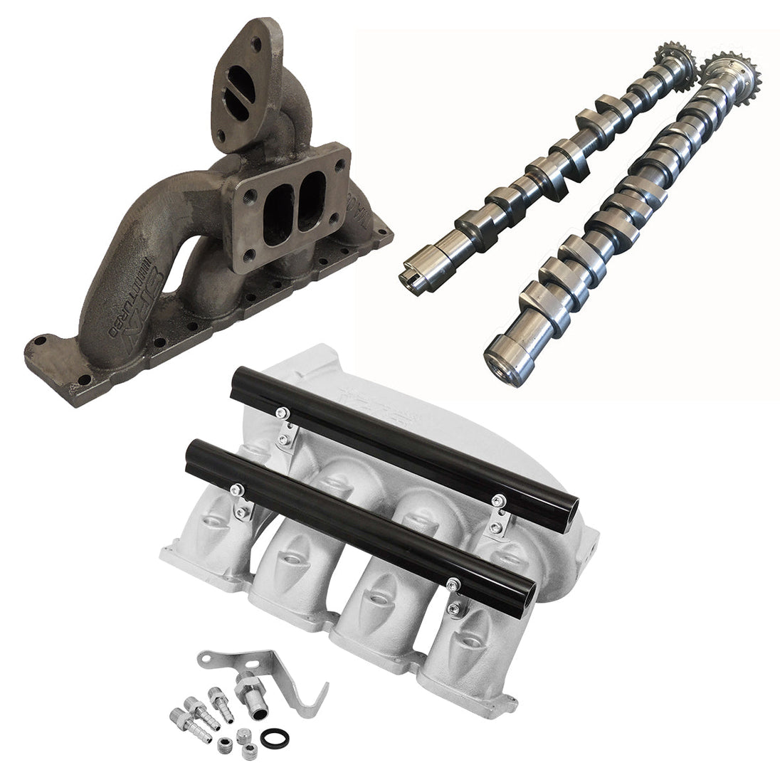 VW MKIV GTI T3 Twin Scroll Top Mount Flange Turbocharger Exhaust Manifold + Cast Aluminum Intake Manifold + High Performance Camshaft set SPA TURBO USA