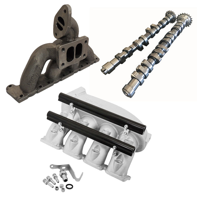 VW MKIV GTI T3 Twin Scroll Top Mount Flange Turbocharger Exhaust Manifold + Cast Aluminum Intake Manifold + High Performance Camshaft set SPA TURBO USA