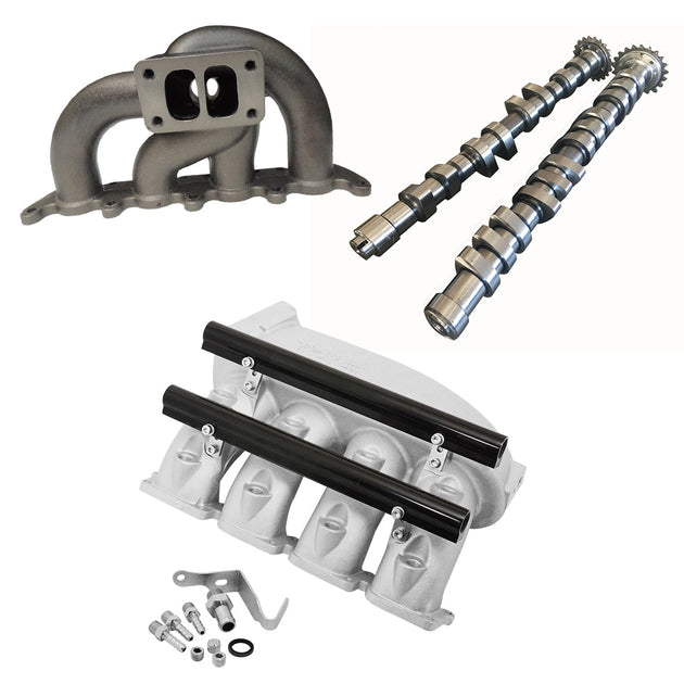 VW MKIV GTI T3 twin scroll turbo manifold + Cast Aluminum Intake Manifold + 252 / 260 High Performance Camshaft set SPA TURBO USA