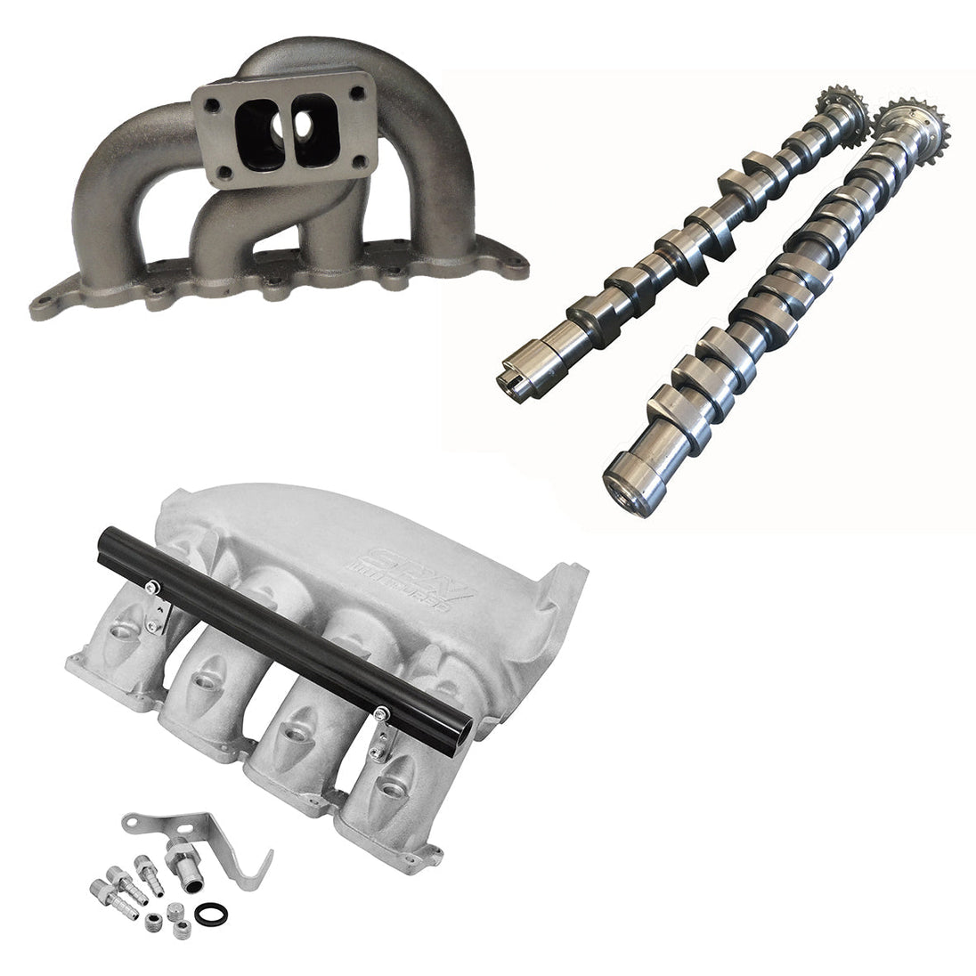 VW MKIV GTI T3 twin scroll turbo manifold + Cast Aluminum Intake Manifold + 252 / 260 High Performance Camshaft set SPA TURBO USA