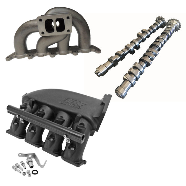VW MKIV GTI T3 twin scroll turbo manifold + Cast Aluminum Intake Manifold + 252 / 260 High Performance Camshaft set SPA TURBO USA