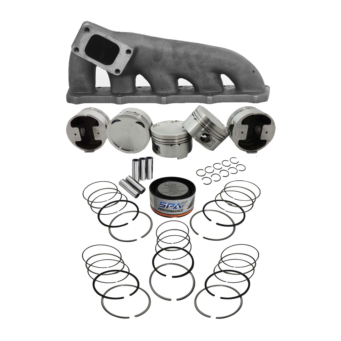 Forged piston and rings set 83mm VW 2.5L Jetta MK5 07k + High Performance Turbo Exhaust Manifold SPA TURBO USA