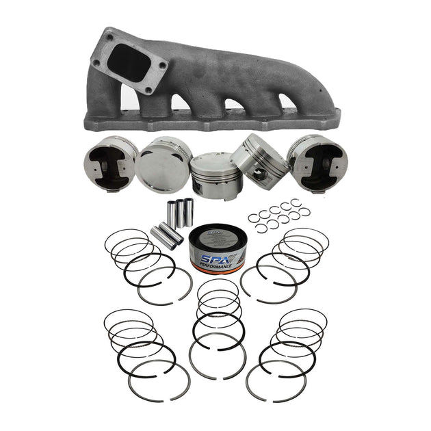 Forged piston and rings set 83mm VW 2.5L Jetta MK5 07k + High Performance Turbo Exhaust Manifold SPA TURBO USA